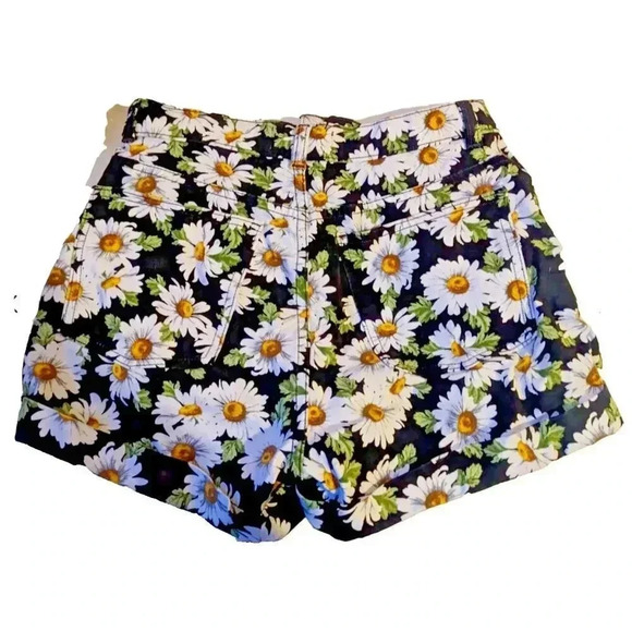 American Apparel VINTAGE Womens Shorts Size 27 Black Sunflower Floral 5 pockets - Picture 4 of 6